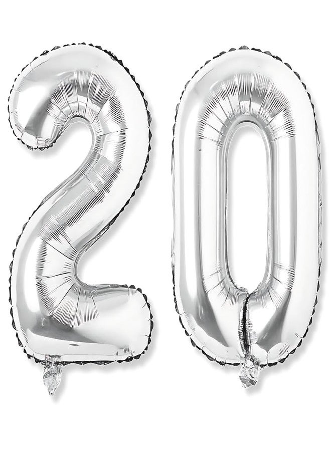 Flyloons 20 number Silver Foil Balloon 16 inch Size Birthday Decoration Items Pack of 2 | 20th Year Balloons | Twenty - Image 1